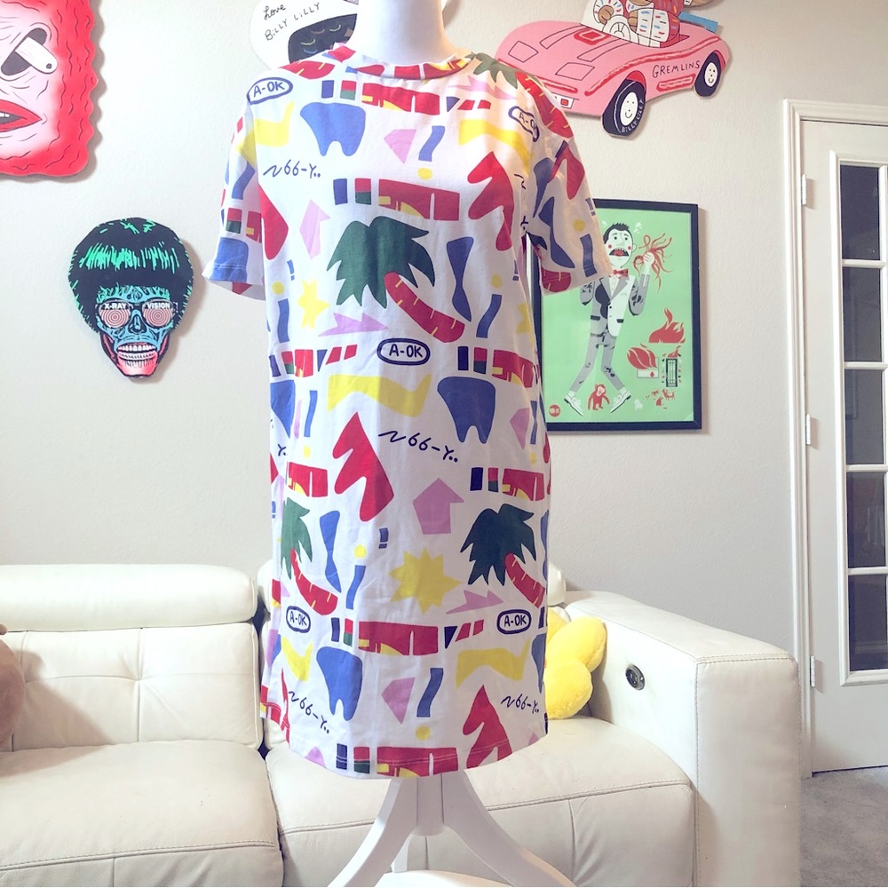 Nooworks Cotton stretch oversized tee shirt dress size x-small NEW a-ok rare cut